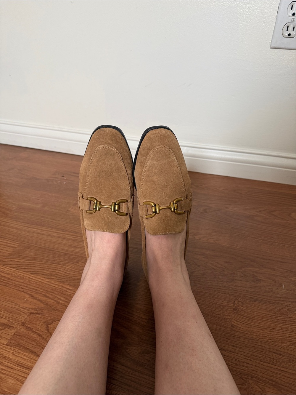 Zara Tan Suede Horsebit Loafers